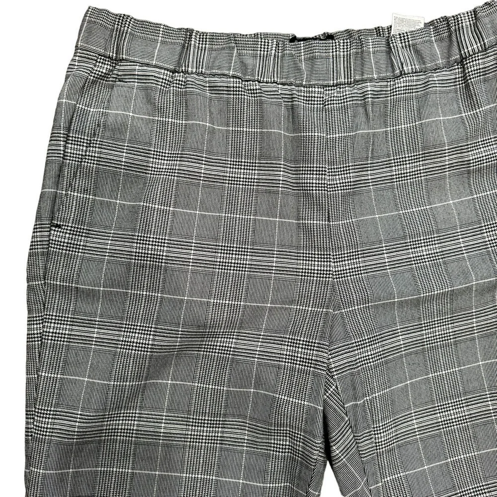 Banana Republic Plaid Black White Ankle Elastic Waist Pants Size Medium